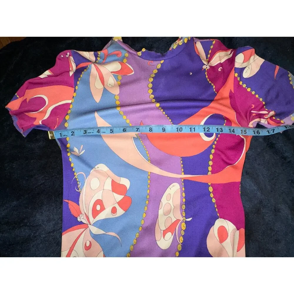EMILIO PUCCI CUSTOM UNFINISHED VINTAGE SILK PRINT DRESS - Picture 13 of 16